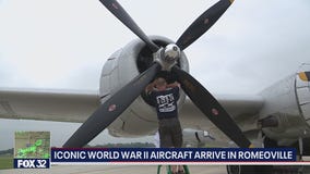 World War II aircraft arrive in Romeoville, Illinois