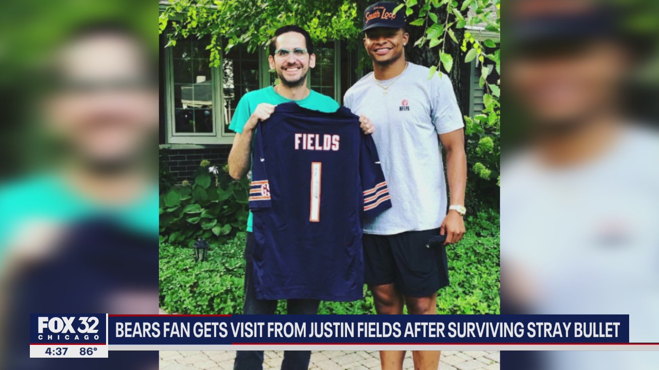 Bears fan gets visit from Justin Fields after surviving stray bullet