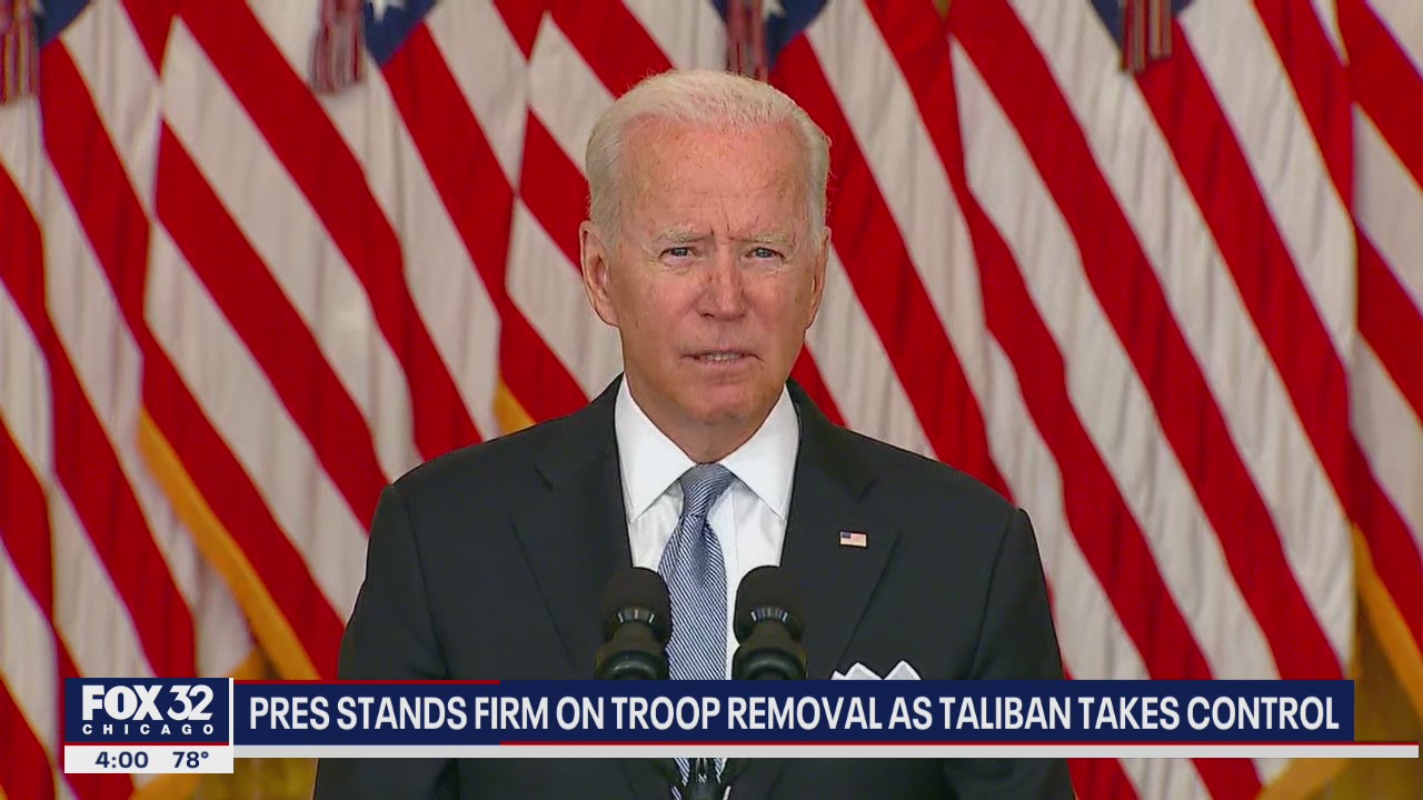 Biden stands firm on troop removal as Taliban takes control of Afghanistan