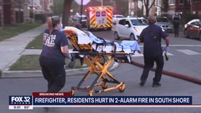 Firefighter, residents hurt in 2-alarm fire in South Shore
