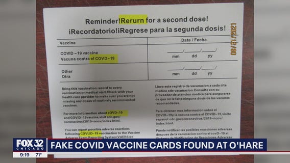 Fake COVID vaccine cards found at O'Hare