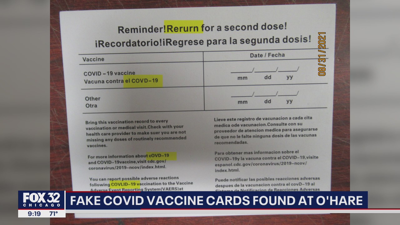 Fake COVID vaccine cards found at O'Hare