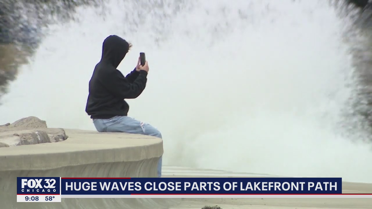 Dangerous waves close parts of lakefront path