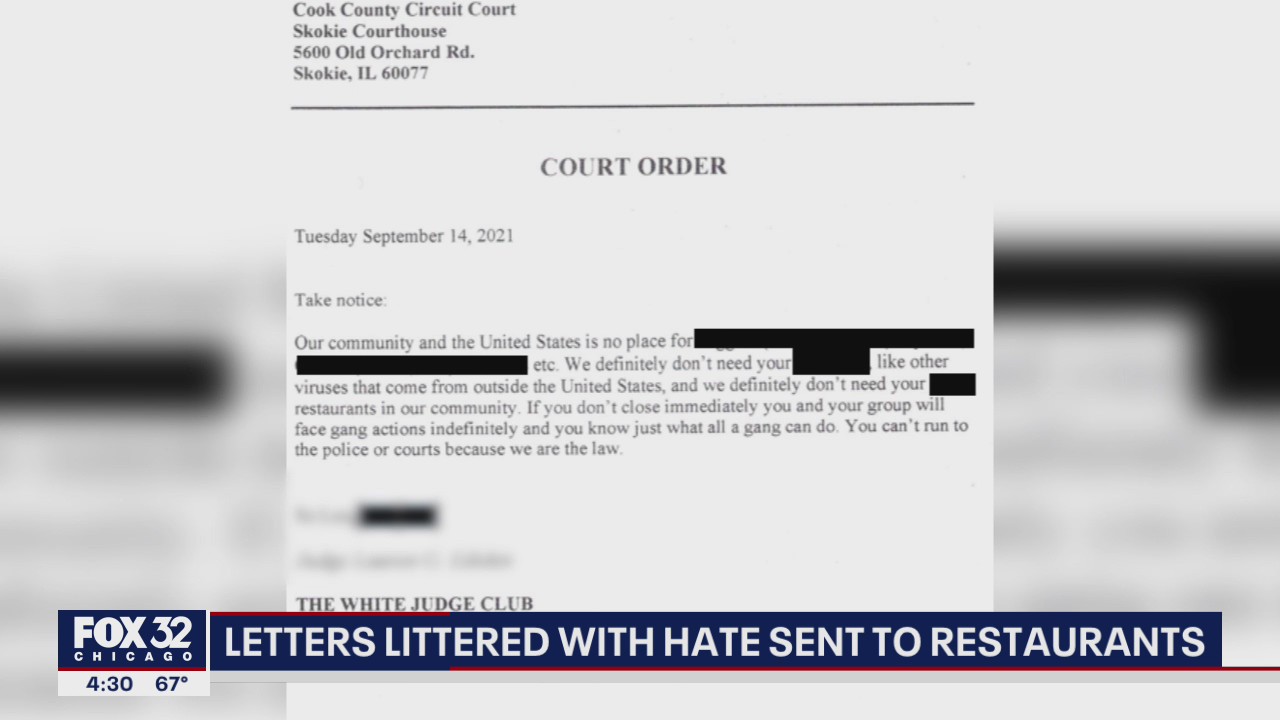 Racist letters sent to restaurant owners in Evanston | FOX 32 Chicago