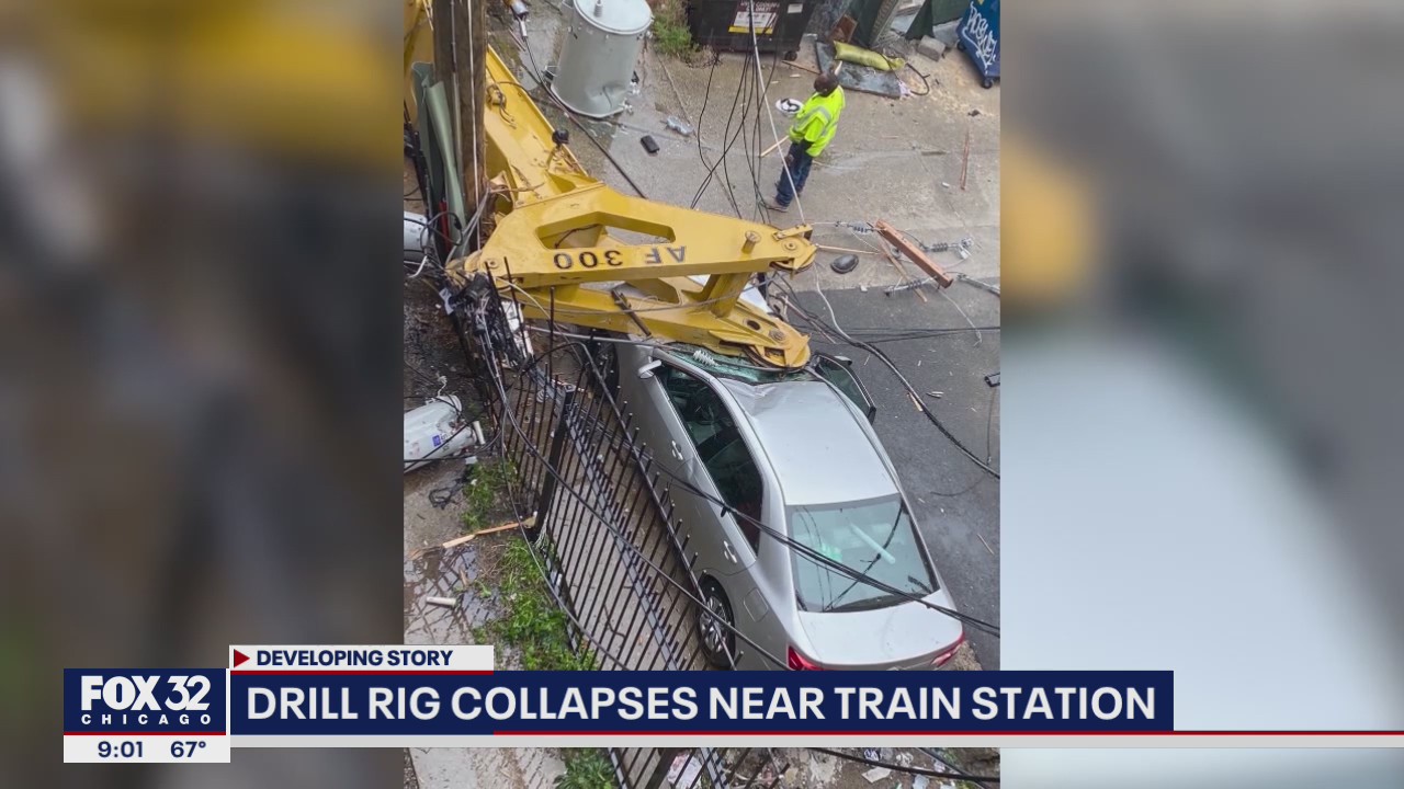Evacuations after drill rig collapses on Chicago's North Side