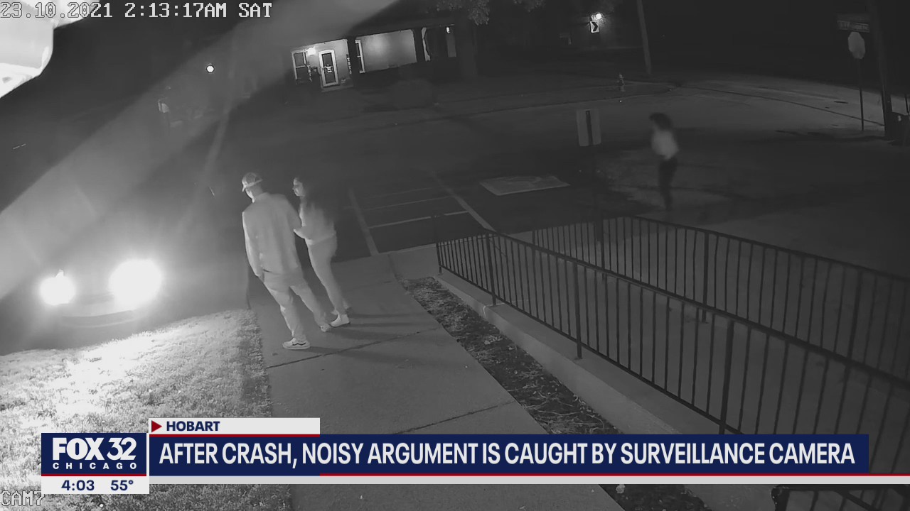 Car crashes into sign in Hobart, occupants of vehicle get out and argue