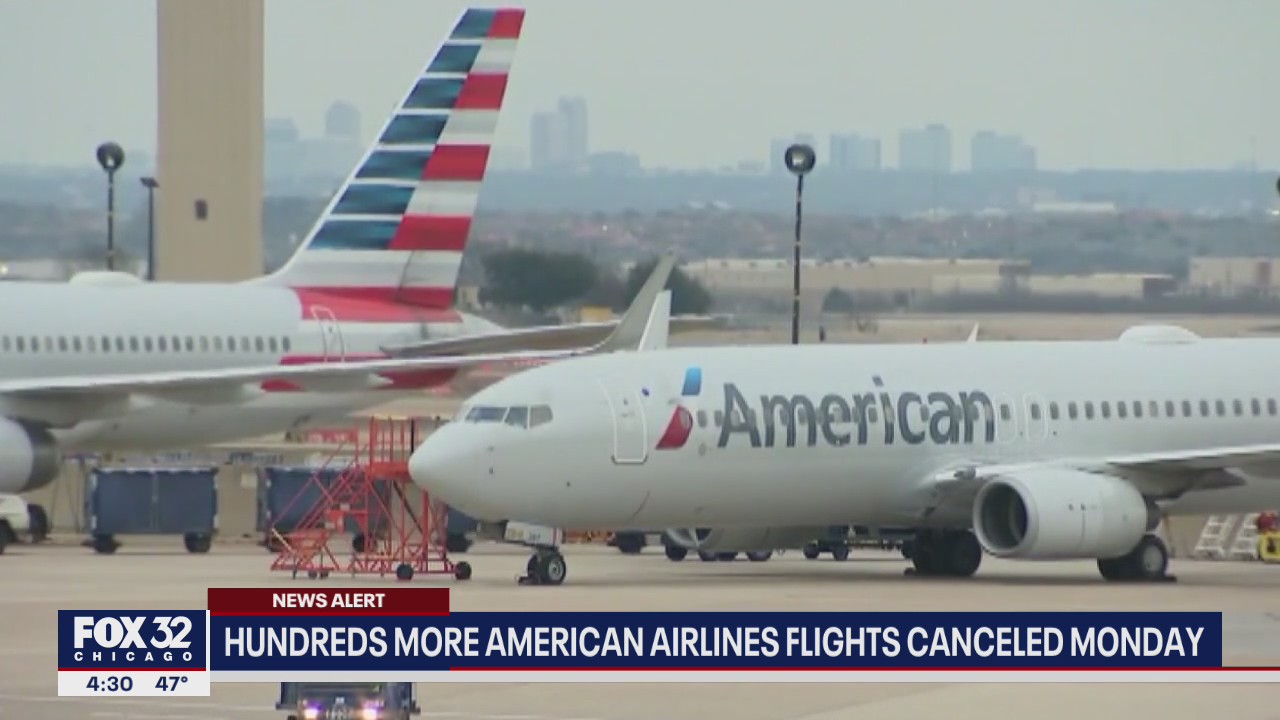 Hundreds more American Airlines flights canceled Monday