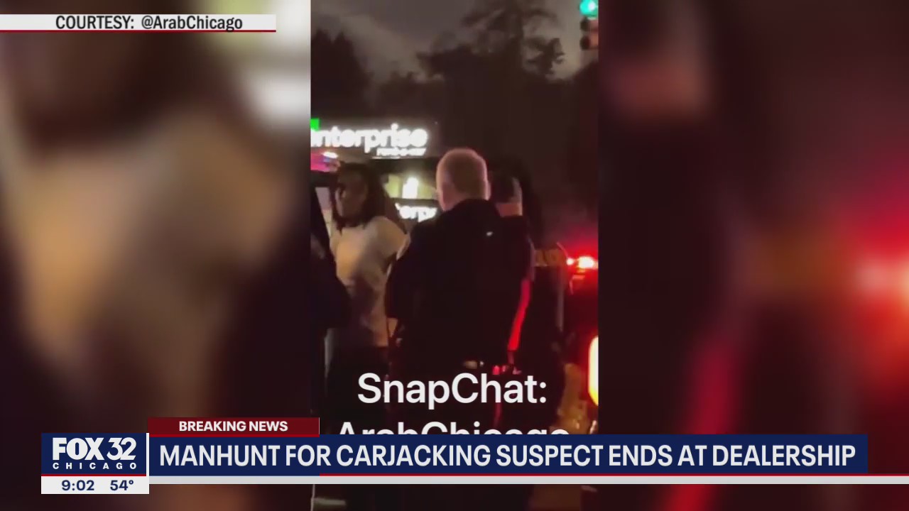 Manhunt for carjacking suspect ends at dealership | FOX 32 Chicago
