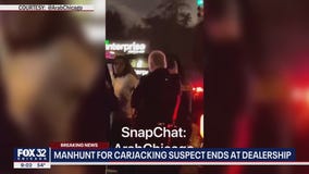Manhunt for carjacking suspect ends at dealership