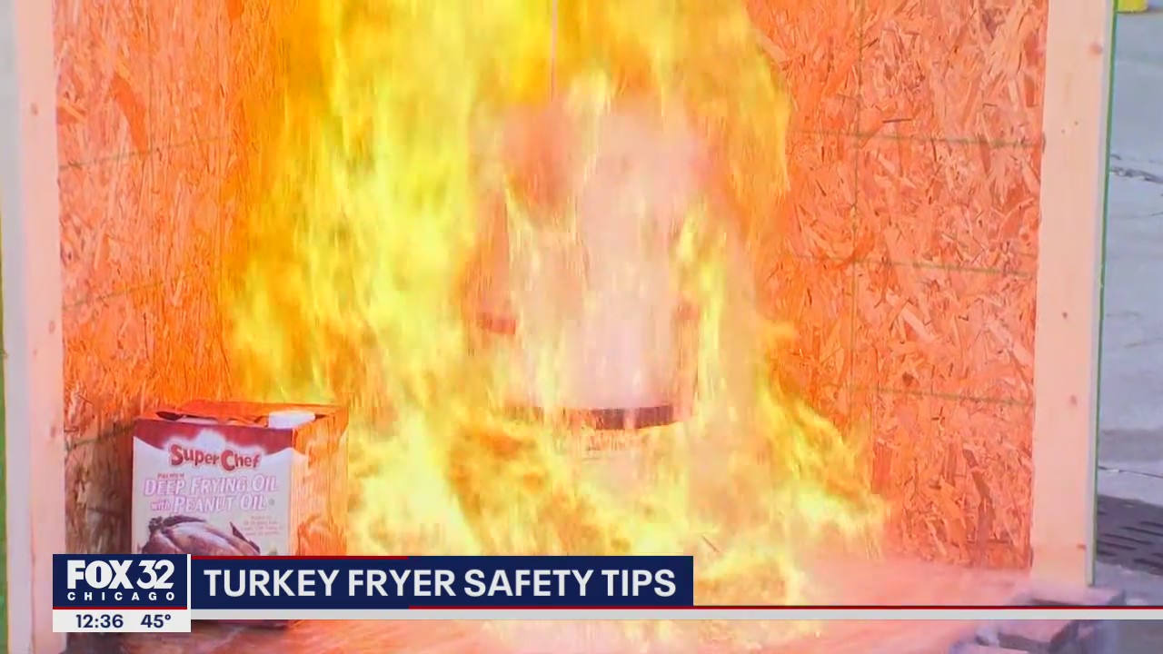 Chicago firefighters demonstrate dangers of turkey fryers ahead of Thanksgiving
