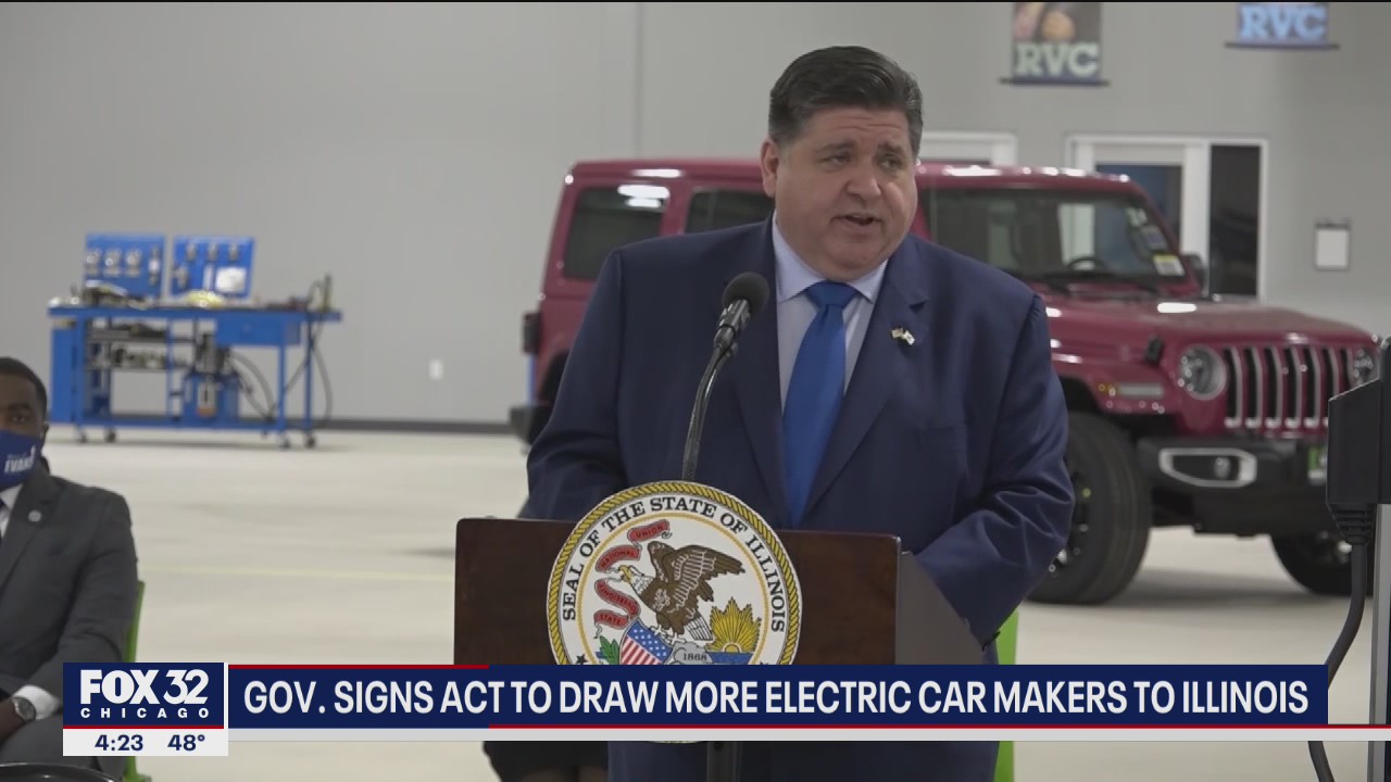 Illinois Gov. Pritzker signs law to draw more electric car makers to state
