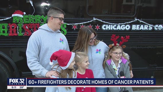 Dozens of Illinois firefighters decorate Chicago homes of cancer patients
