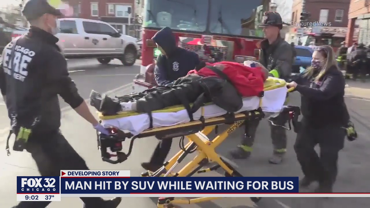 Chicago man waiting for bus hit by red light runner