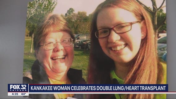Illinois woman celebrates double lung, heart transplant