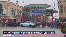 Dozens march to protest surge in Chinatown crime