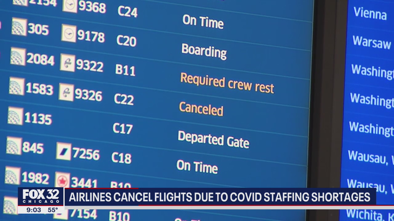 Airlines cancel flights due to COVID staffing shortages