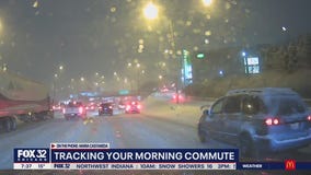 Rush hour snowfall slows down traffic on Illinois roads