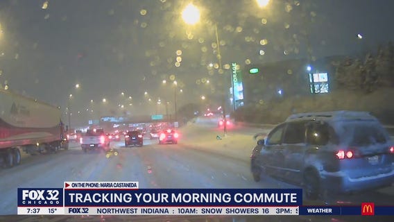 Rush hour snowfall slows down traffic on Illinois roads