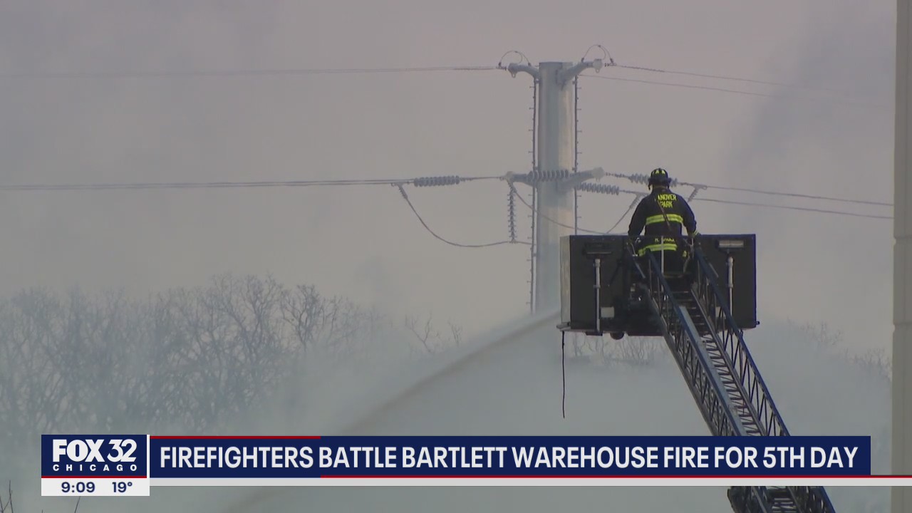 Bartlett firefighters battle warehouse blaze for 5th day