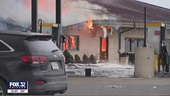 Gas station and Denny's restaurant catches fire in Gary