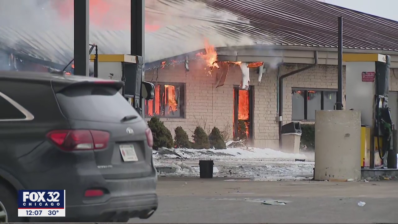 Gas station and Denny's restaurant catches fire in Gary