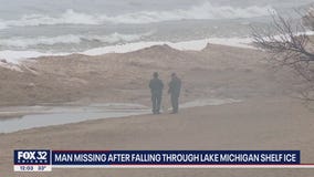 Search for man who fell through Lake Michigan ice continues Tuesday