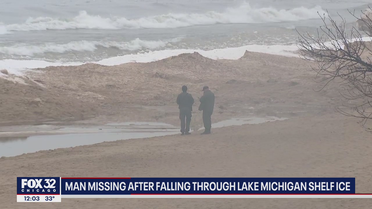 Search for man who fell through Lake Michigan ice continues Tuesday
