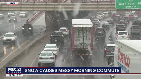 Slushy snow mix slows down Monday morning commute