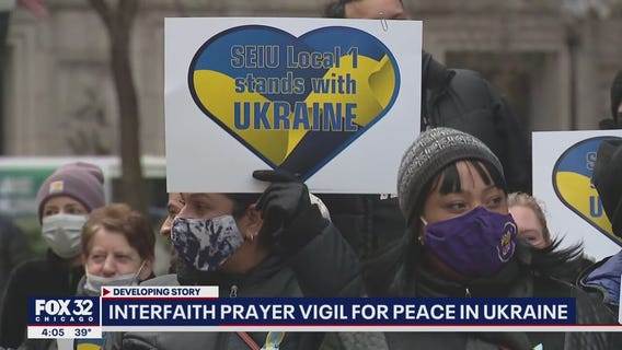 Interfaith prayer vigil held at Chicago's Daley Plaza in support of Ukraine