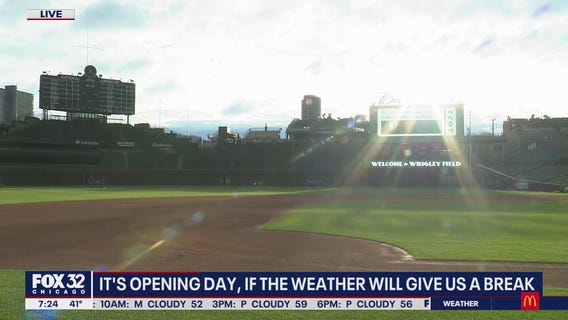 Crews prepare Wrigley Field for Cubs' Opening Day, weather permitting