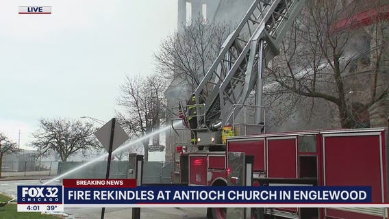 Fire rekindles at historic Englewood church