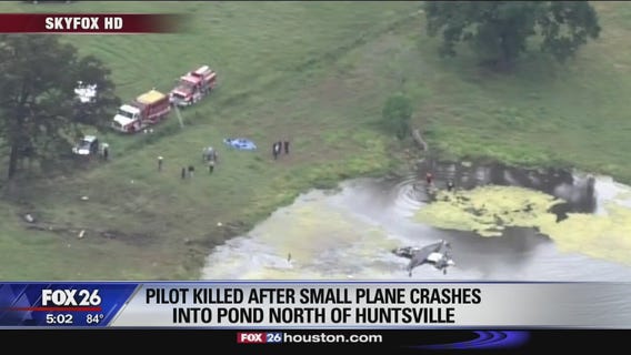 Pilot dies when plane crashes into pond
