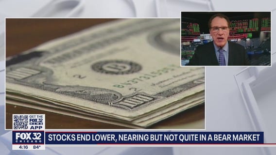 Stocks end lower Thursday; nearing but not yet a 'bear' market