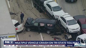 Multi-vehicle pileup crash snarls traffic on Tri-State Tollway