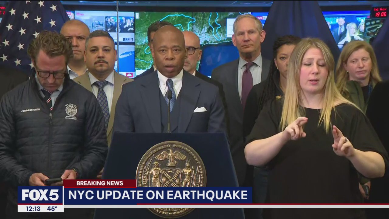 NYC Mayor Eric Adams gives update on earthquake felt