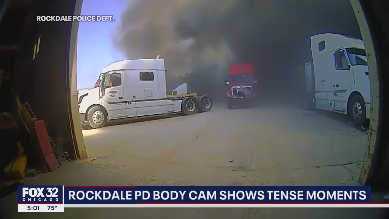 Rockdale police video shows tense moments during massive fire