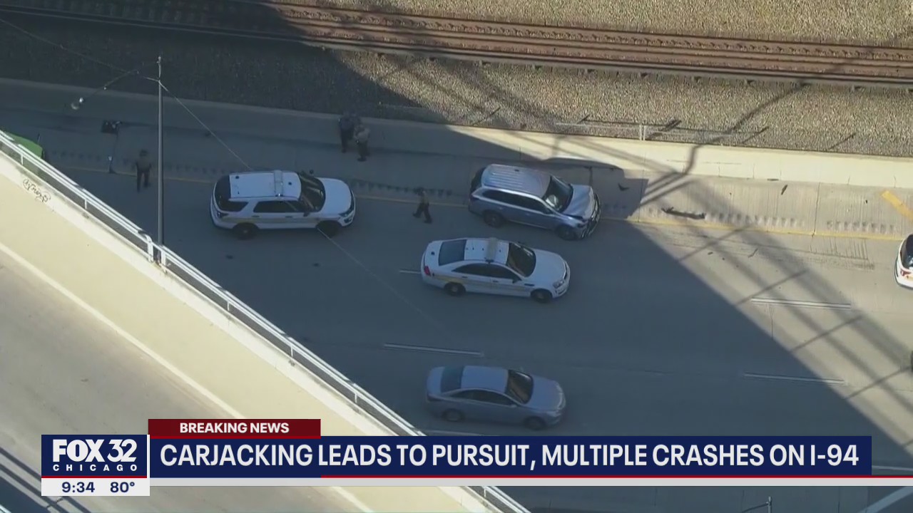 Carjacking leads to pursuit, multiple crashes on I-94