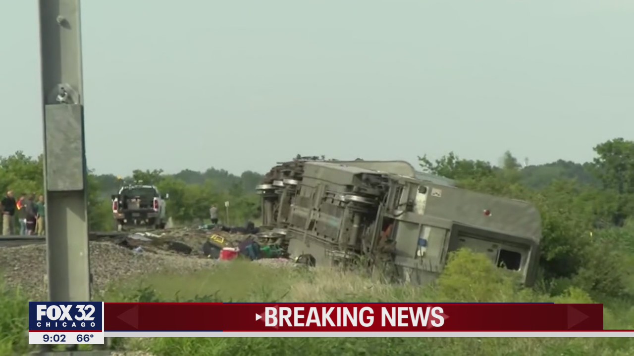 Amtrak train headed to Chicago strikes truck, derails; 3 killed