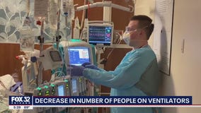 Decrease in number of people in Illinois on ventilators
