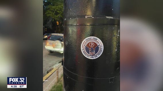 Members of white supremacist group 'Patriot Front' seen placing anti-Semitic stickers in Lincoln Park