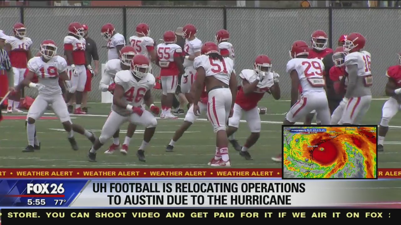 UH Cougars football team practicing at UT Austin