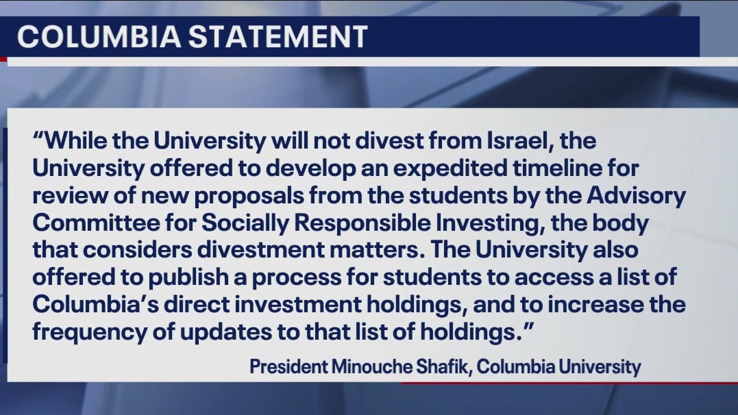 Columbia University protests latest