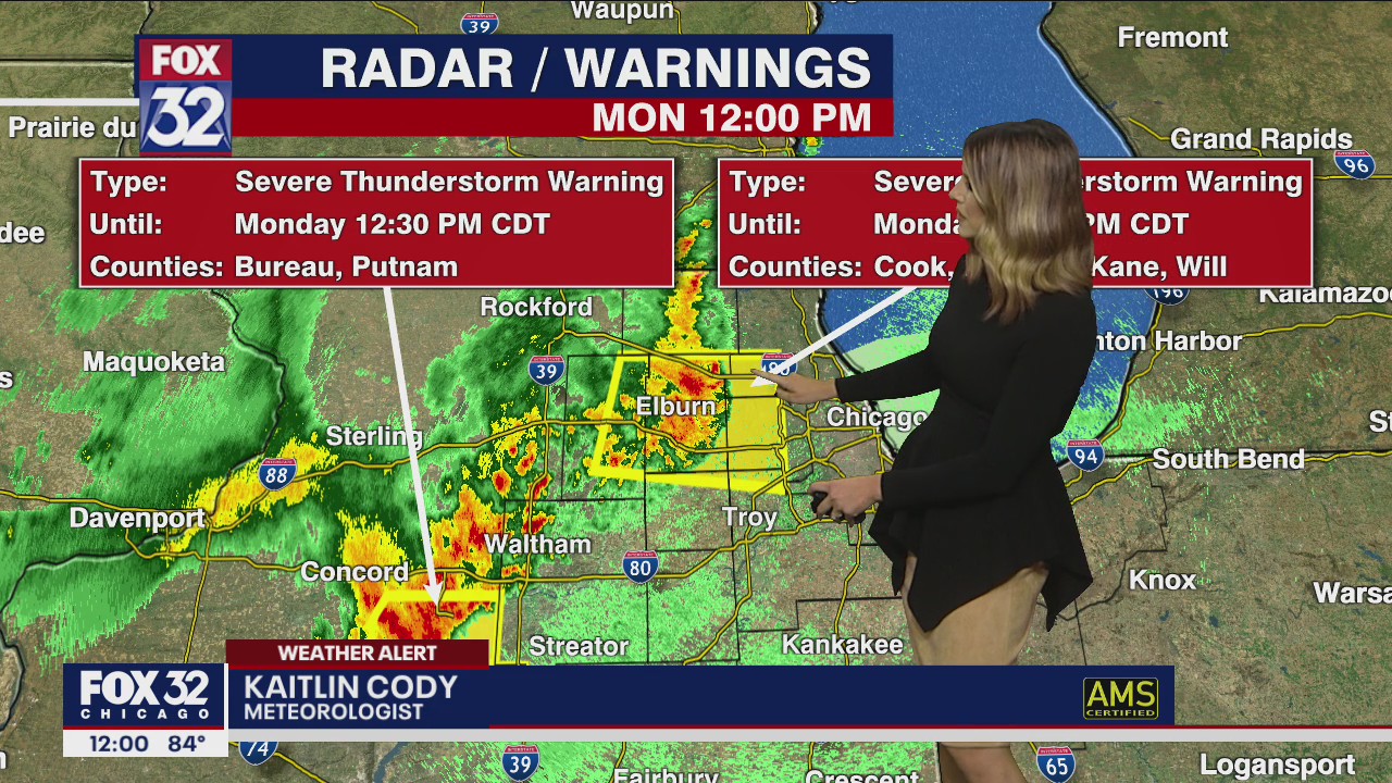 Line of storms sweeping across Chicago area as severe thunderstorm warning goes into effect