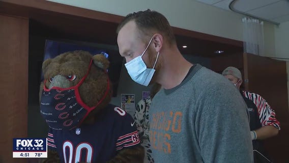 Bears long snapper, mascot visit Christ Hospital for launch of 'Baby Bears' program