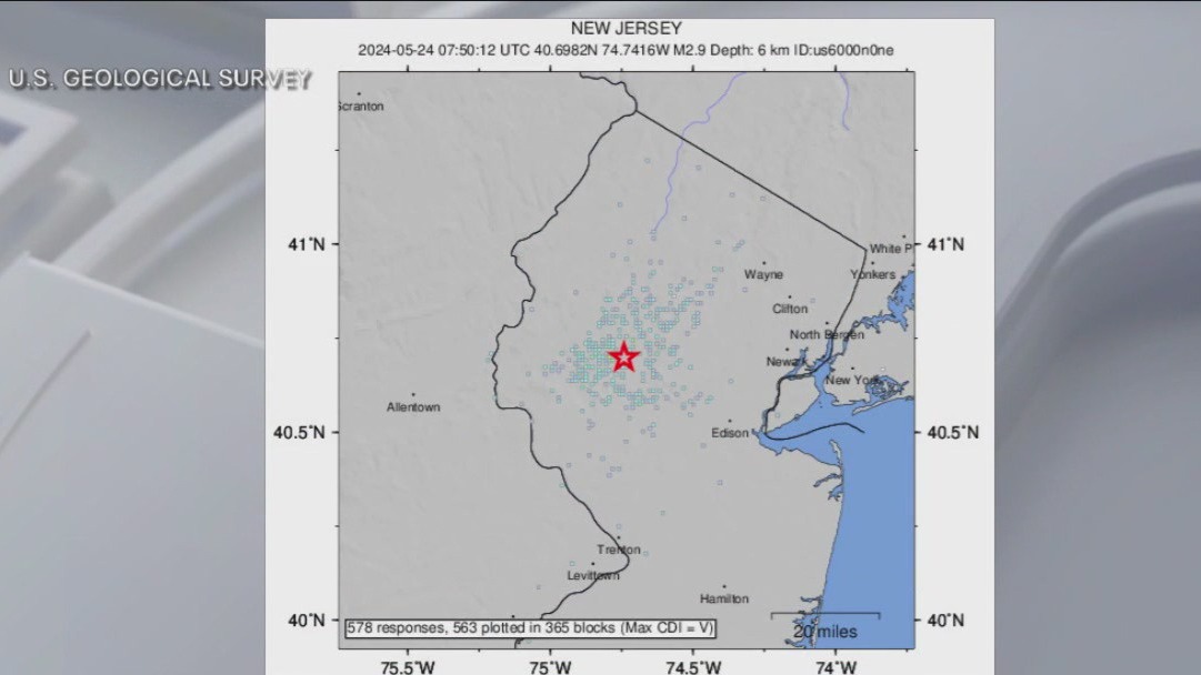 2.9 magnitude earthquake near Gladstone, NJ