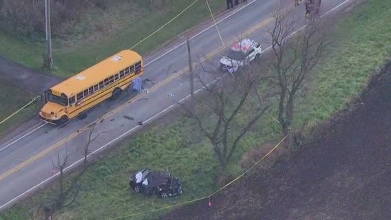 2 dead, 2 injured in crash involving school bus in Kane County