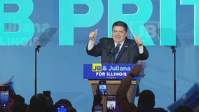 Pritzker speaks after winning reelection against Trump-backed Bailey