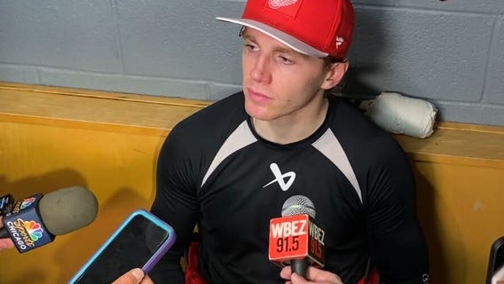 Patrick Kane talks after netting the game-winning goal on the Blackhawks in OT