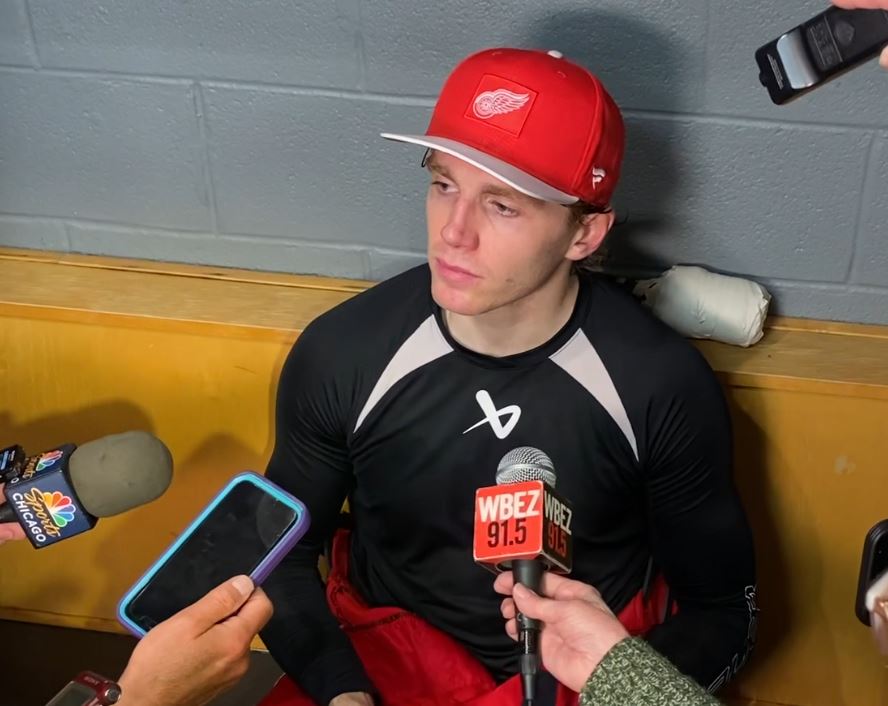 Patrick Kane talks after netting the game-winning goal on the Blackhawks in OT
