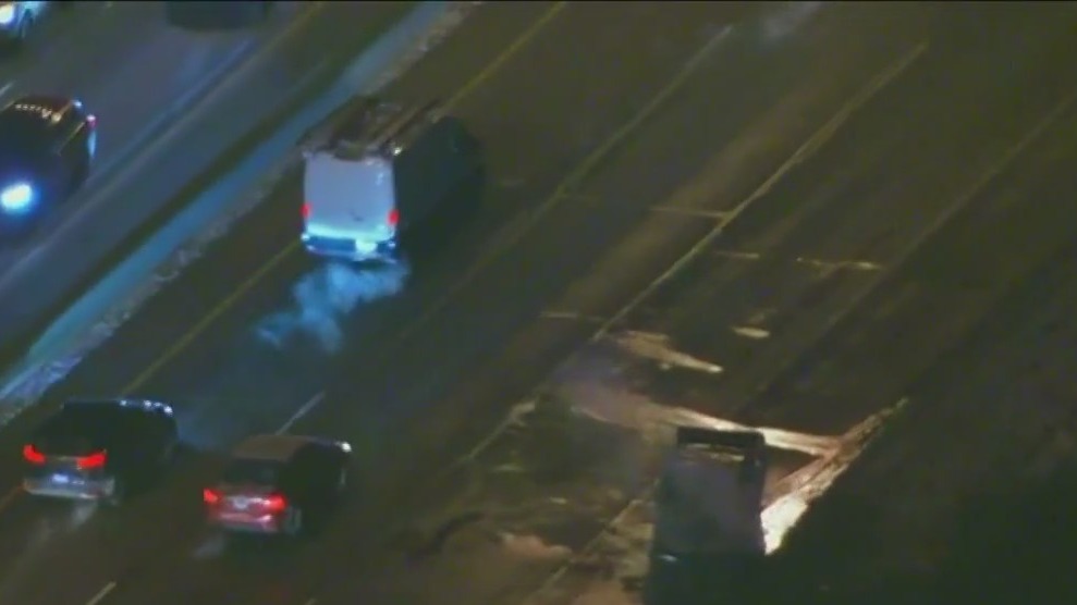 Vehicle catches on fire after crash on I-290